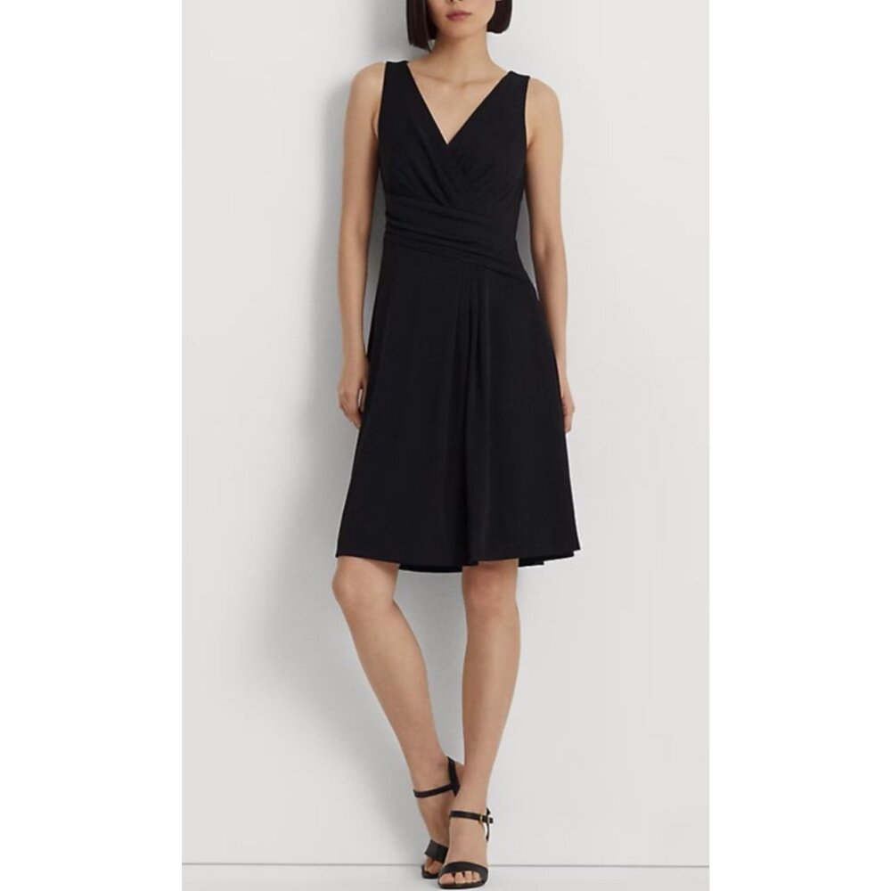 Ralph Lauren Dress Black 6 V Neck Stretch Washable Career Church Sleeveless